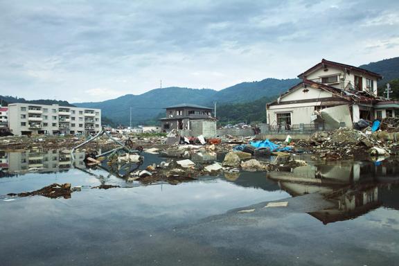 Tsunami and earthquake damage in Ayukawahama of Ishinomaki-shi.