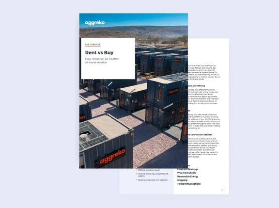A brochure page featuring Aggreko's 
