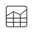  icon of a quadricule with a line escalating