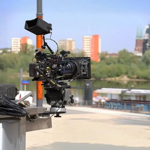 A professional broadcasting camera.