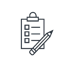 Icon of a clipboard and a pen