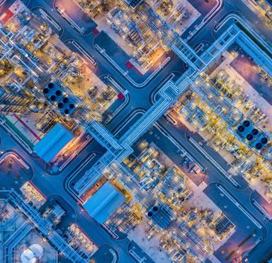 Aerial view of oil refinery