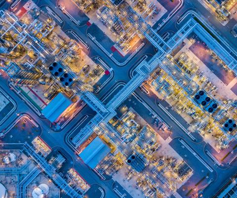 Aerial view of oil refinery