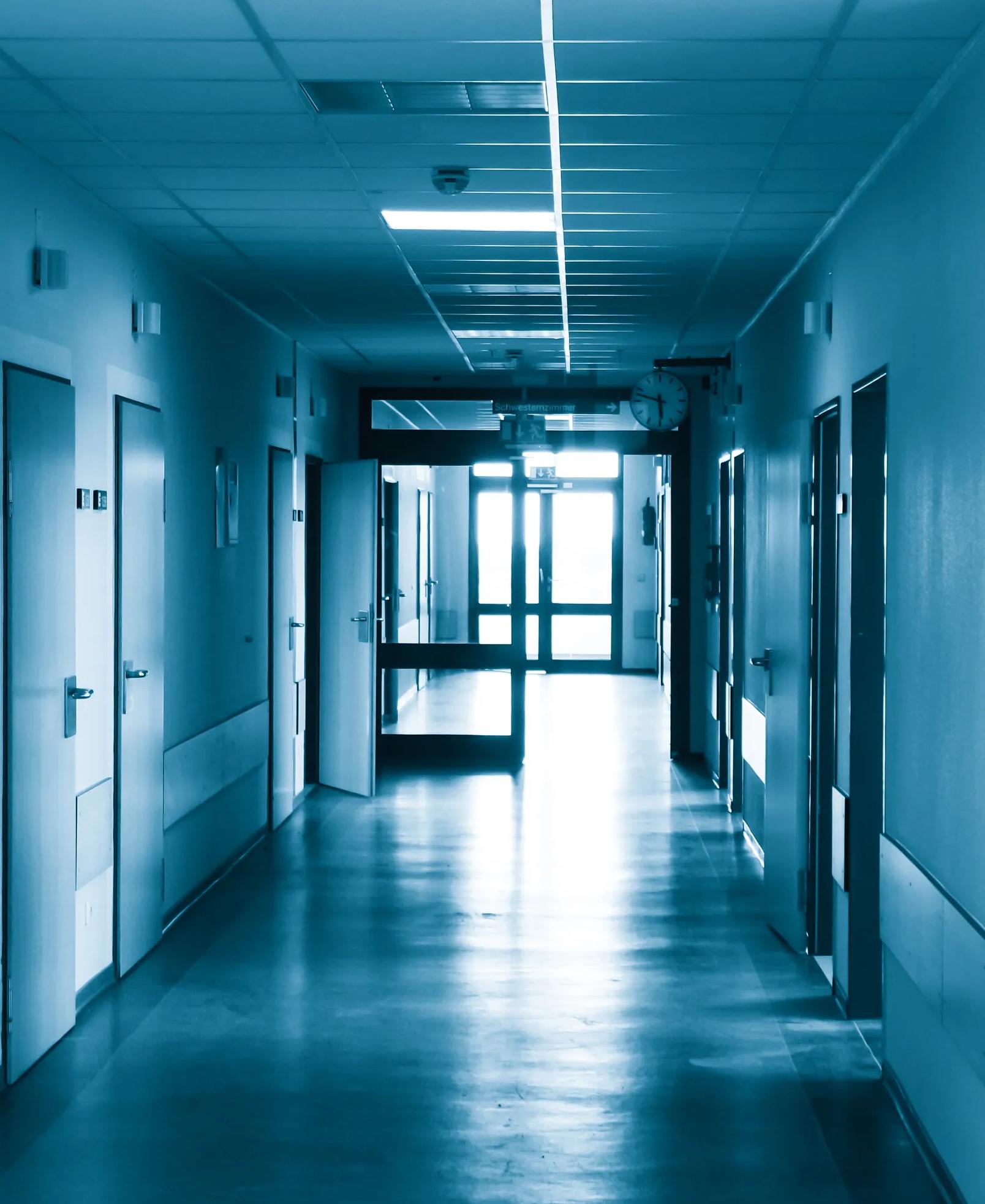 Busy hall in a hospital