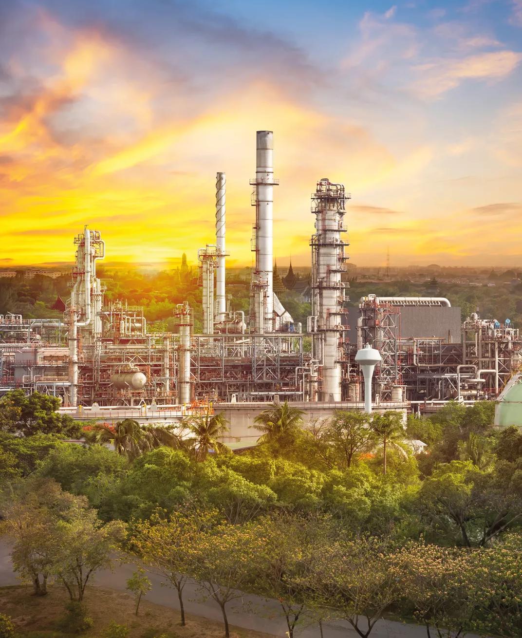 Aerial view of a modern refinery.
