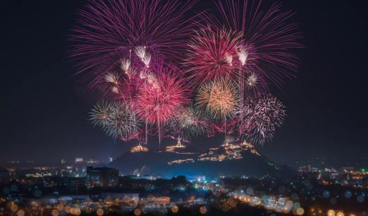 A beautiful fireworks display for celebrations Phra Nakhon Khiri.Phetchaburi