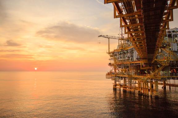 Offshore construction platform for production oil and gas, Oil and gas industry and hard work, Production platform and operation process by manual and auto function.