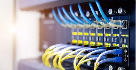 Network switch and ethernet cables,Data Center Concept.