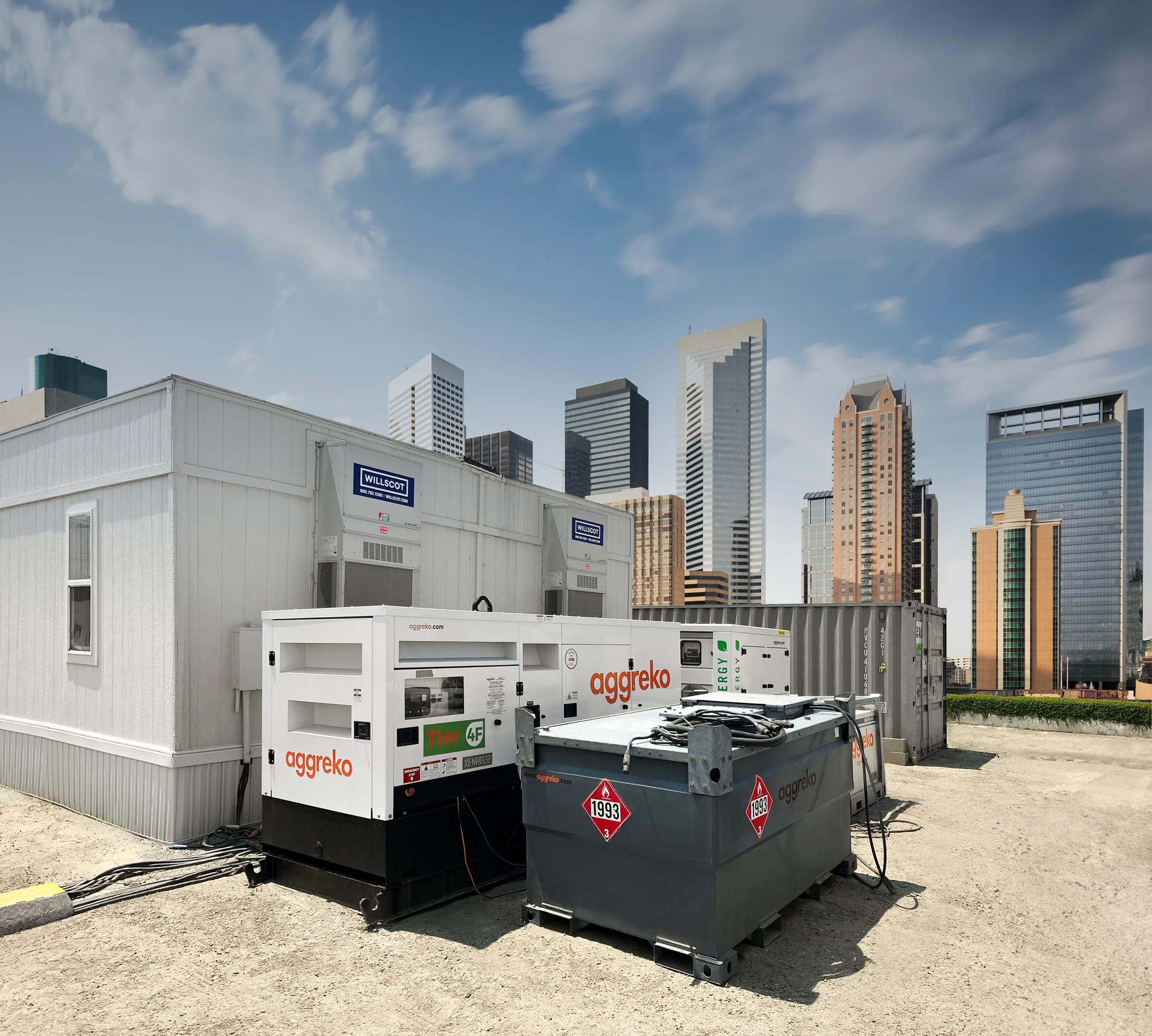 Image of a hybrid power system on a construction site providing energy in real time