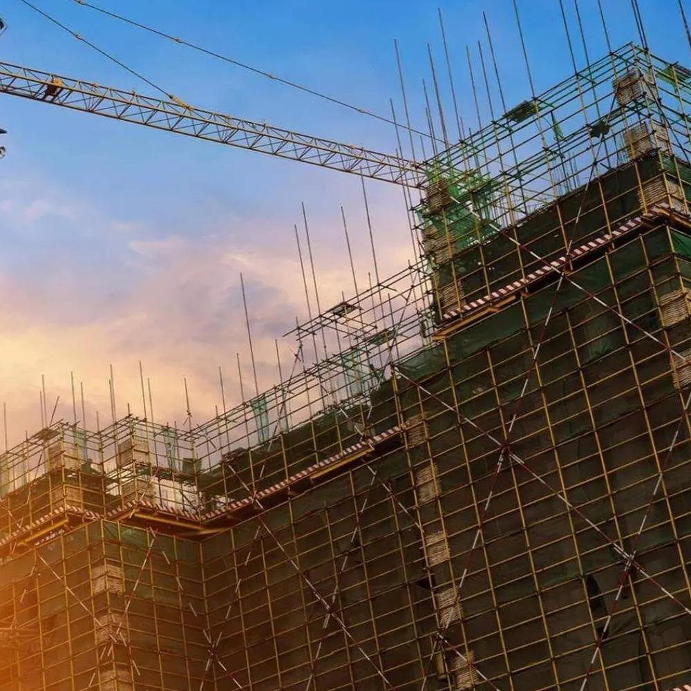 Construction site with a crane.