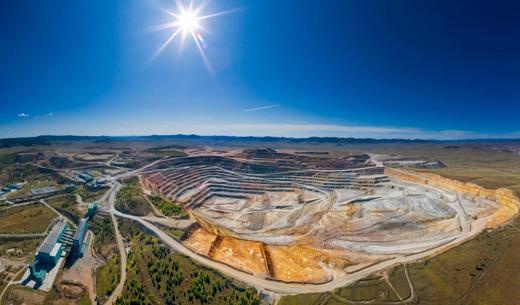 Copper mine in Mongolia, aerial view, Erdenet