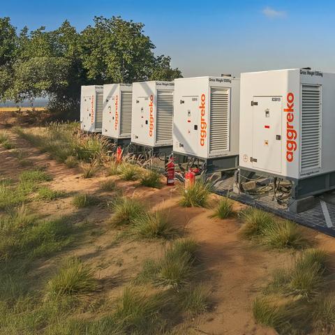 a row of white generators