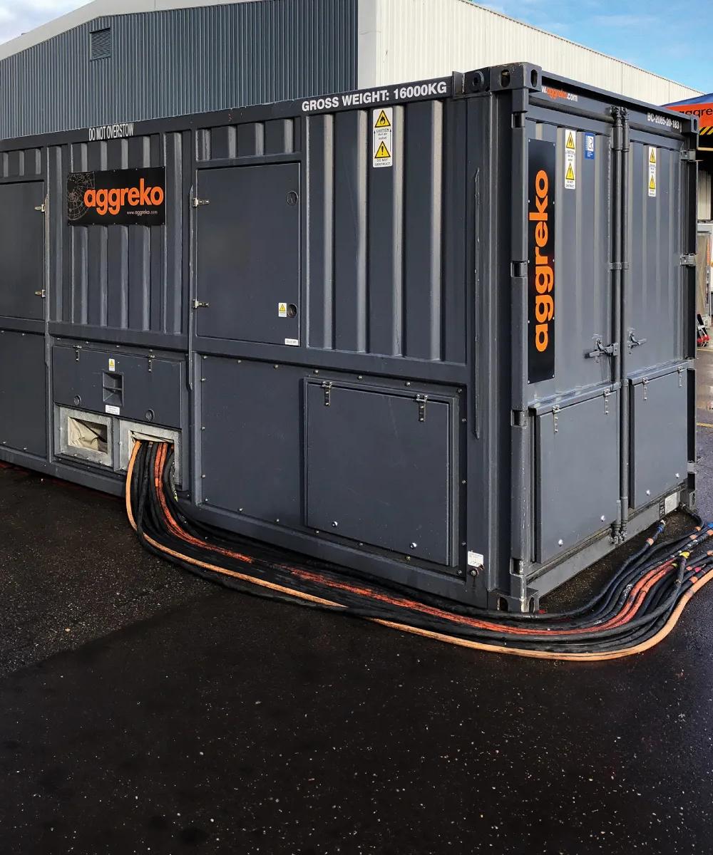 Aggreko load bank at an outdoor facility.
