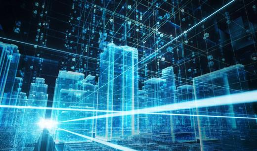 Futuristic data structure showed with cube data.