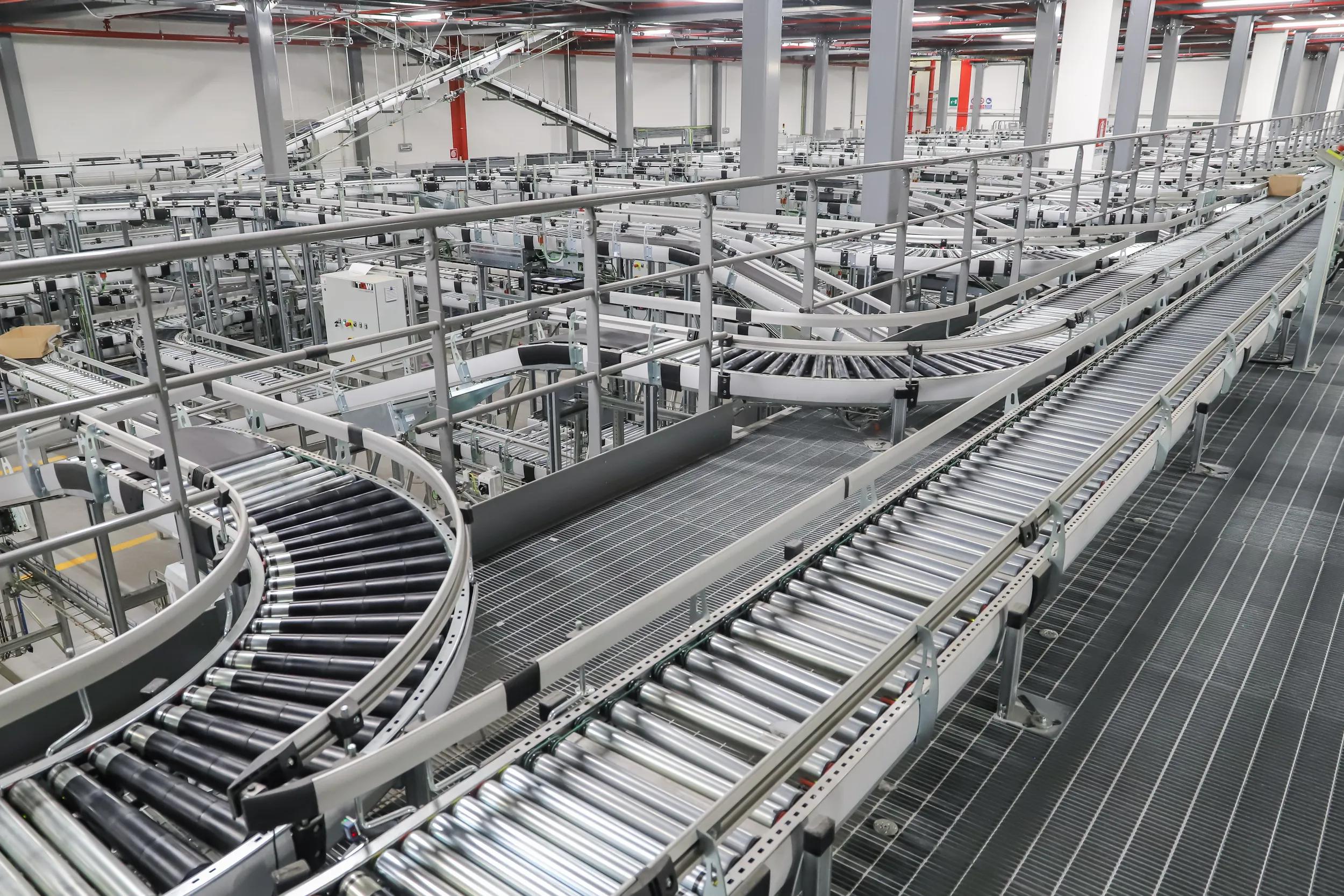 conveyor belt in a modern production line