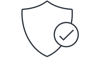 Icon of a shield and a checkmark next to it