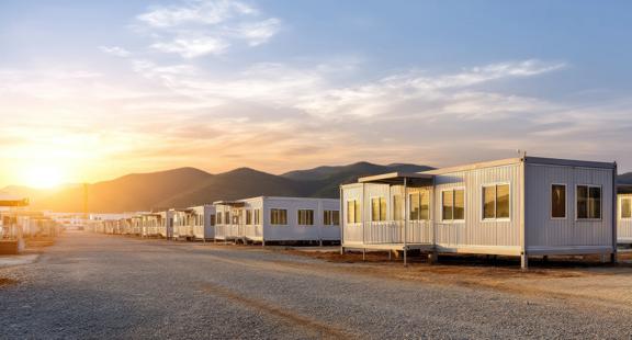 Construction trailer city in a remote location
