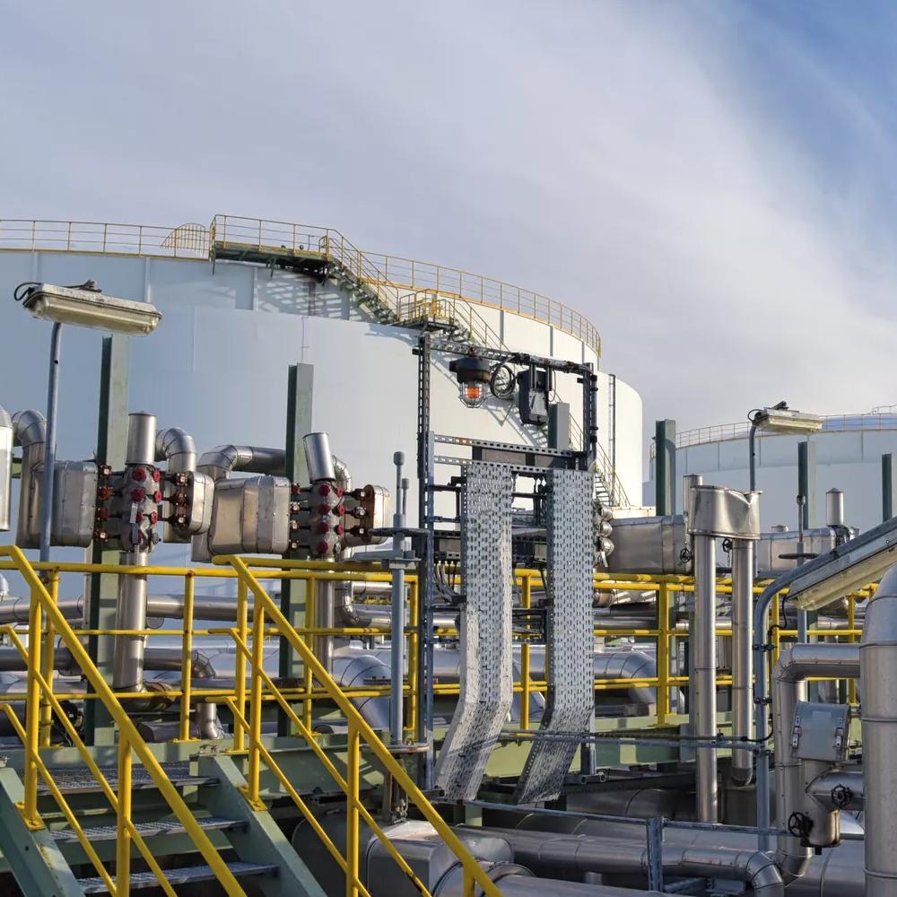 Panoramic view of an oil refinery.