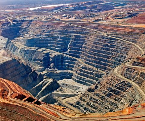 Aerial view of (KCGM.) Gold mine (the Super pit)