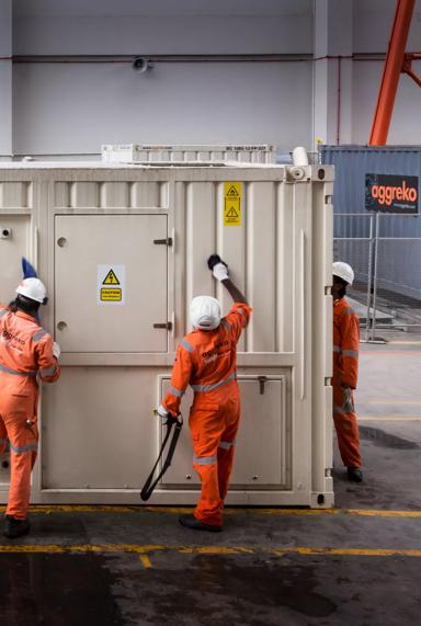 Cleaning a loadbank at Singapore depot