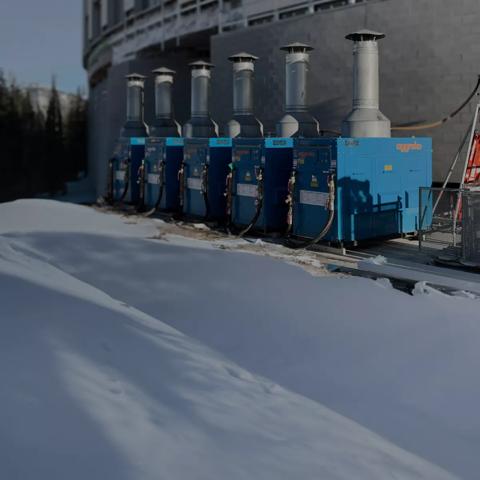 HVAC equipment in the snow, heating