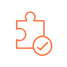 Icon of a puzzle piece with a circled check mark beside.