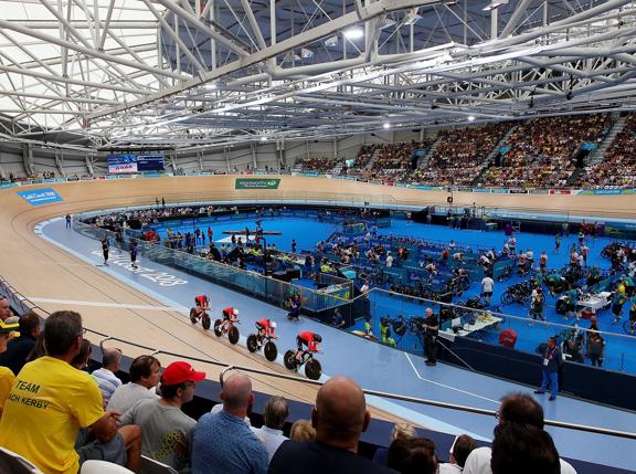 BRISBANE AUSTRALIA - APRIL 05:  Day one of competition commences at the Anna Meares Velodrome during the 2018 Gold Coast Commonwealth Games on April 5 2018 in Brisbane Australia.  (Photo by Lisa Maree Williams/Getty Images for GOLDOC)