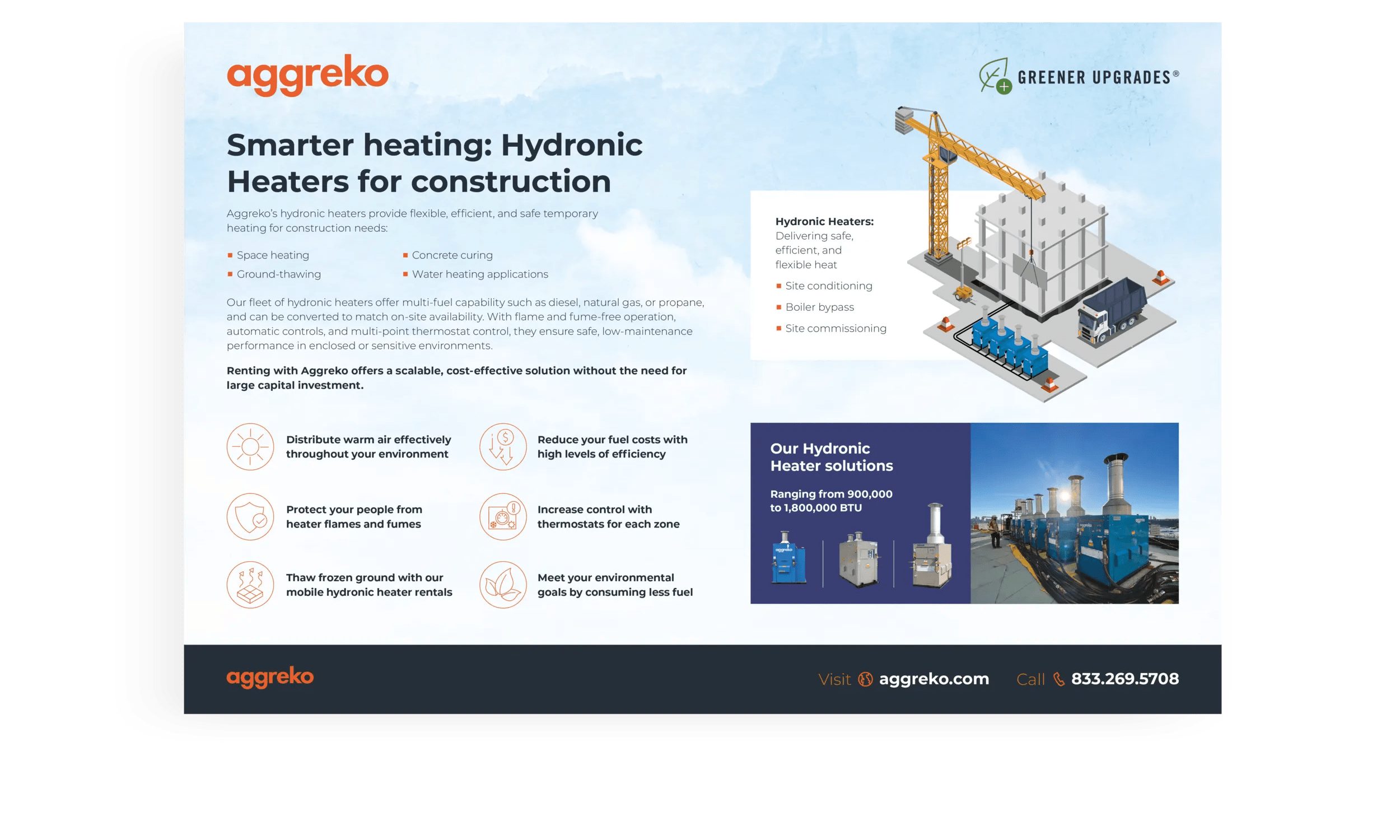 Hydronic Heaters Application for Construction flyer cover page