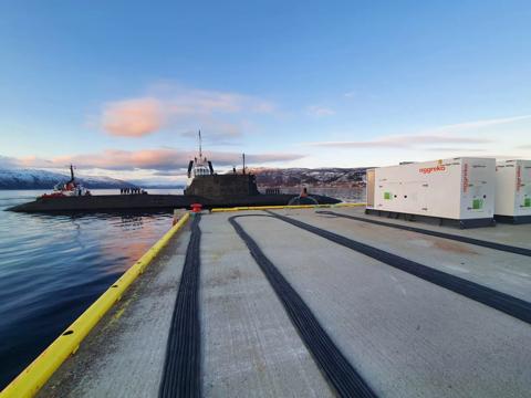 2.5 MVA shore supply package, with StageV 600kva gensets for HMS Ambush Nuclear Submarine, Tromsø, Norway