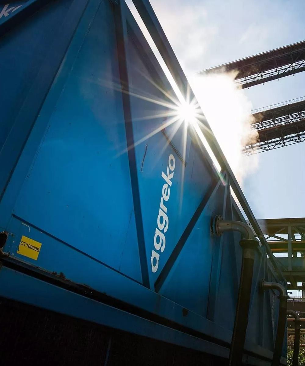Close-up of Aggreko HVAC equipment.