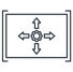 Icon of a bordered square containing a central grid or crosshair with four directional arrows pointing out.