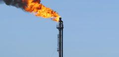 System of a torch on an oil field. Burning through a torch head.