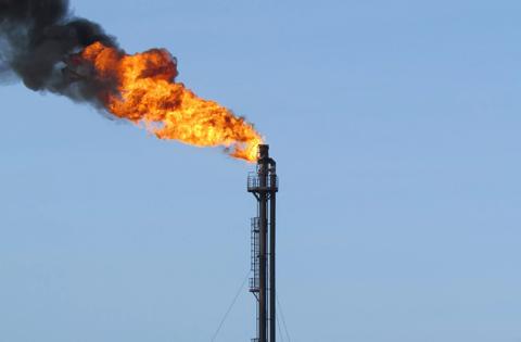 System of a torch on an oil field. Burning through a torch head.