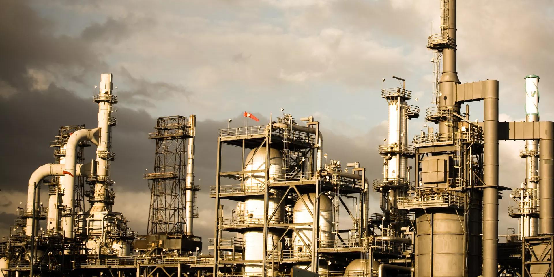View of an industrial refinery complex.