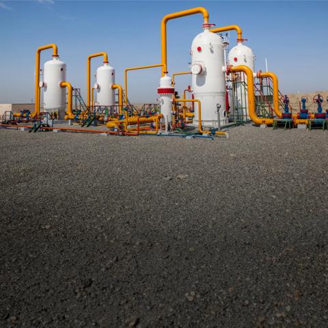 Industrial steam pipeline system in an open field