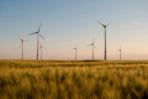 wind turbines in last daylight