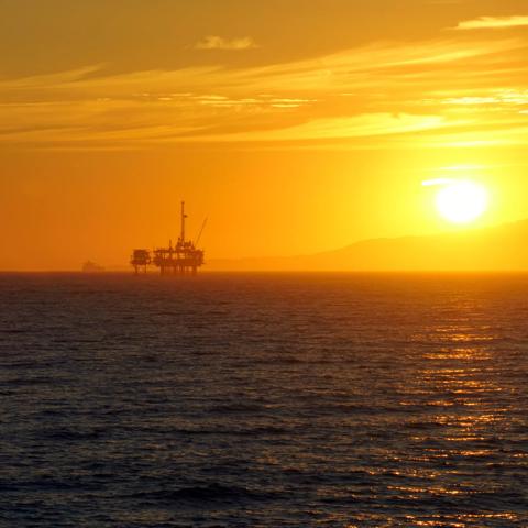 Oil platform on horizon