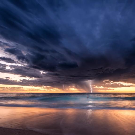 Summer storm from City beach in Perth, Australia