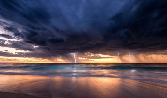 Summer storm from City beach in Perth, Australia