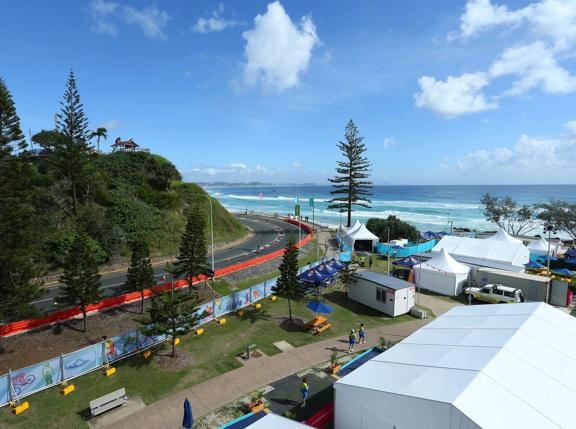 GOLD COAST AUSTRALIA - APRIL 06:  A general view of the Coolangatta Beachfront venue during the 2018 Gold Coast Commonwealth Games on April 6 2018 in Gold Coast Australia.  (Photo by Jason McCawley/Getty Images for GOLDOC)