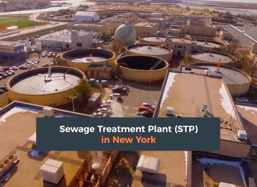 Aerial view of a sewage Treatment Plant.