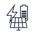 Icon of a solar panel in the middle, a lightning to the left and a battery to the right
