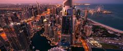 Dubai sky line with traffic junction.