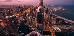 Dubai sky line with traffic junction.