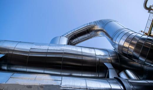 Construction ,Close-Up Of Pipes In Oil refinery and petrochemical plant .