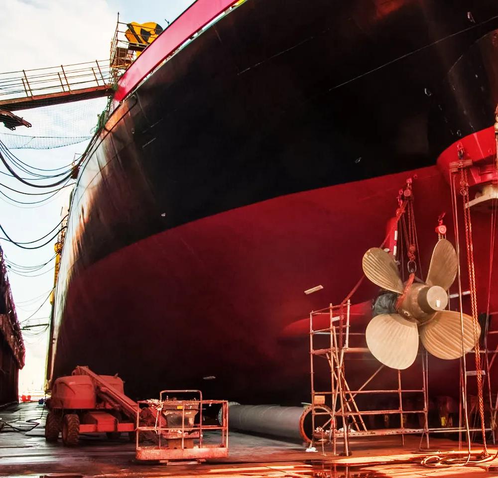 Photo of a shipbuilding operation.