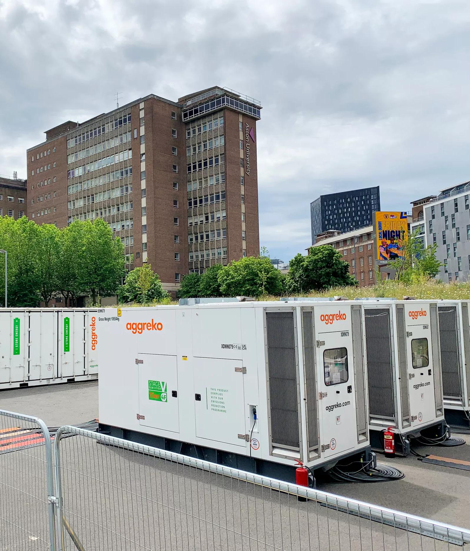 Birmingham 2022 Commonwealth Games. Stage V generators and battery hybrid.  Y.Cube. Part of the Greener Upgrades range.