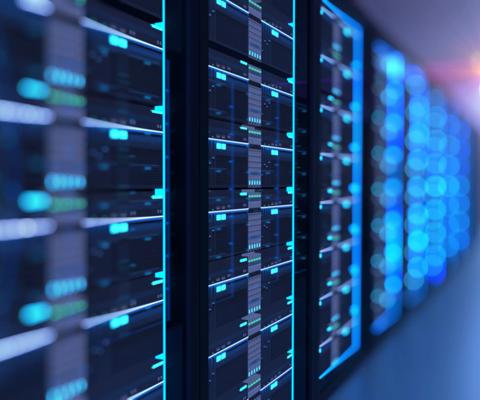 3D illustration of server room in data center full of telecommunication equipmentconcept of big data storage and  cloud