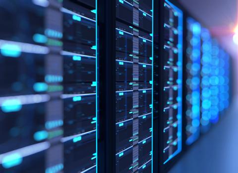 3D illustration of server room in data center full of telecommunication equipment,concept of big data storage and  cloud