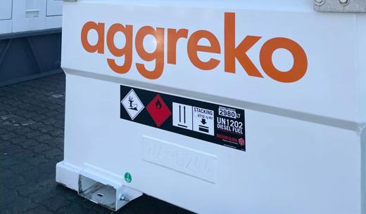 Aggreko generator en brandstoftank